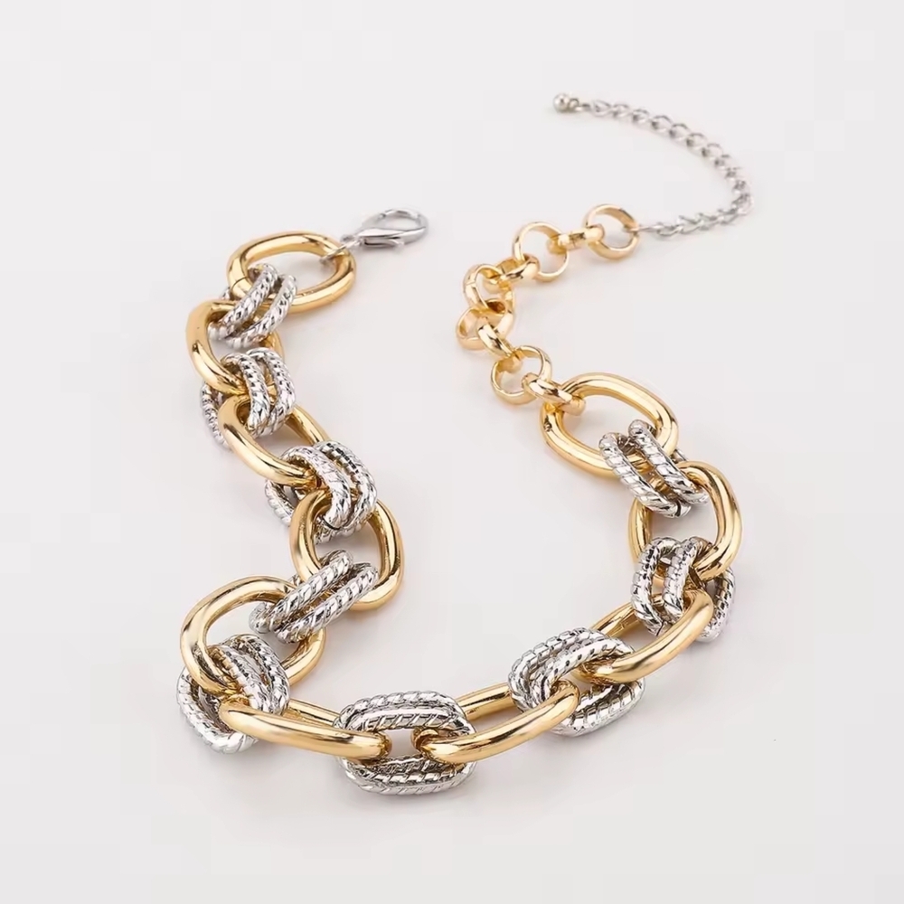 Two-Tone Gold and Silver Link Necklace - Picture 5 of 5